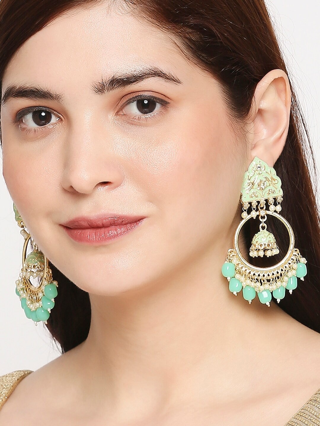 

OOMPH Gold-Toned Contemporary Chandbalis Earrings