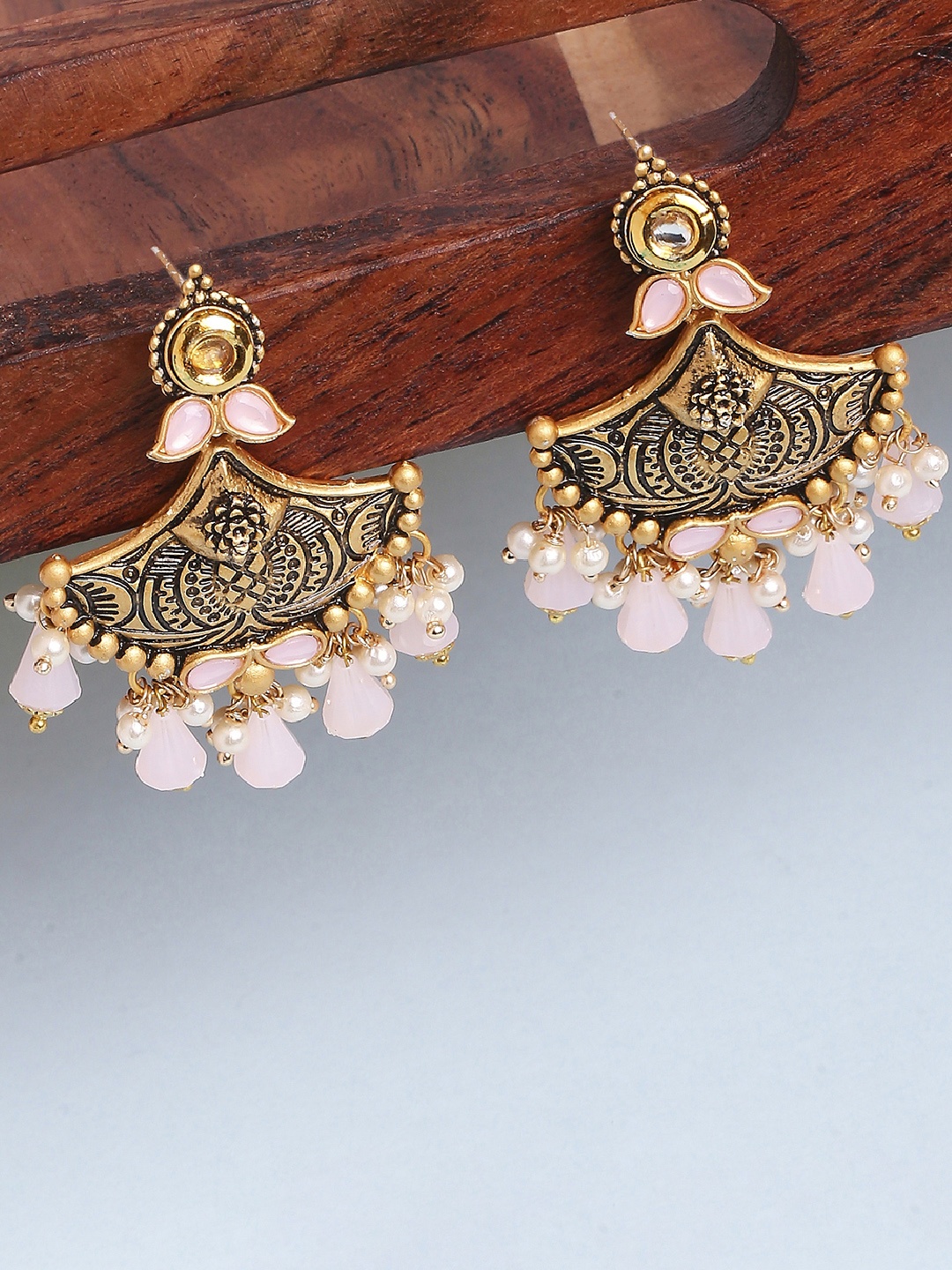 

OOMPH Gold-Toned Contemporary Drop Earrings