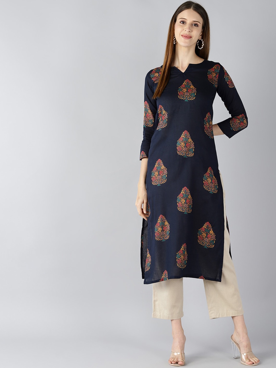 

AHIKA Women Navy Blue Ethnic Motifs Printed Kurta