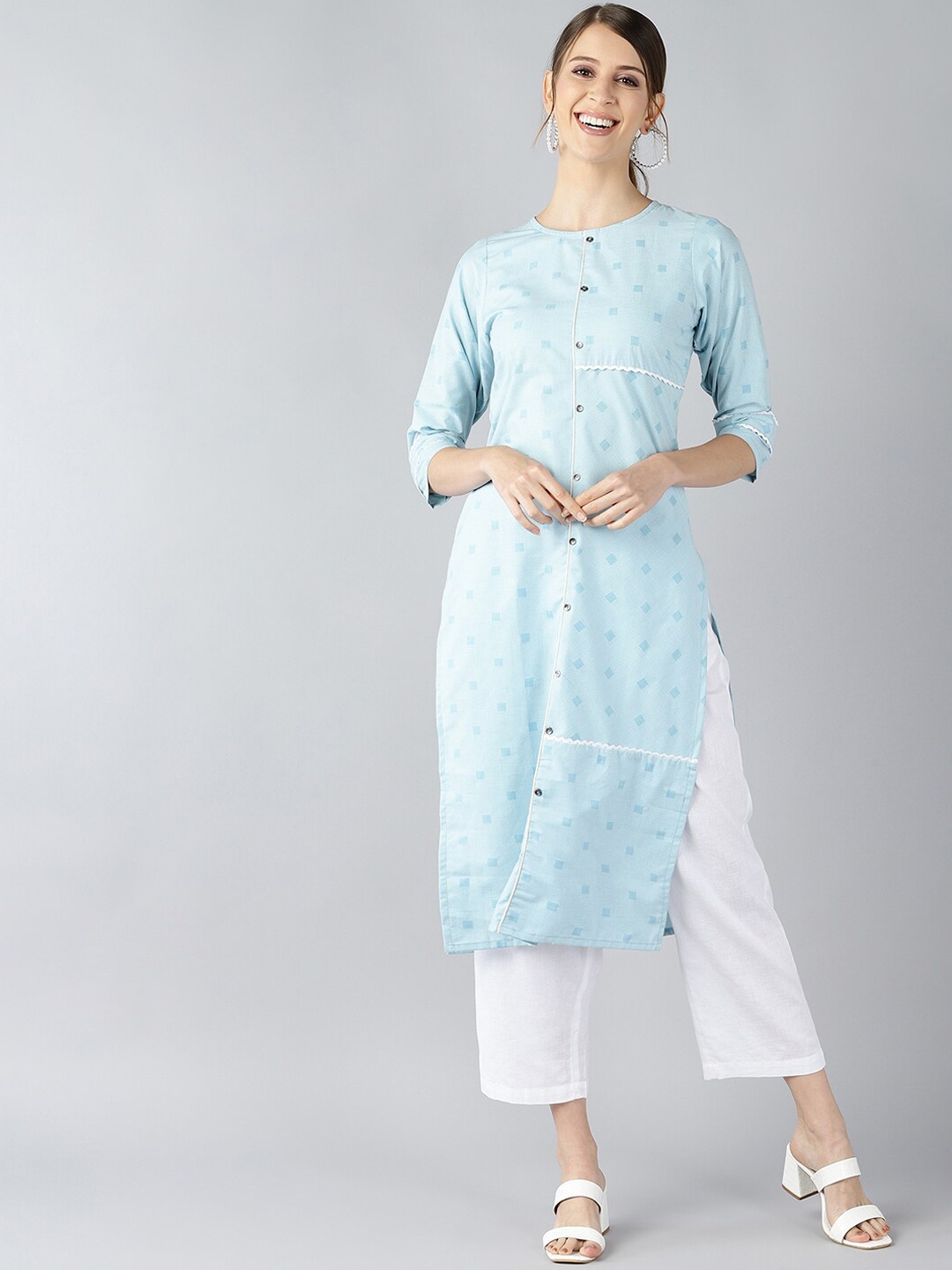 

AHIKA Women Blue Geometric Print Kurta