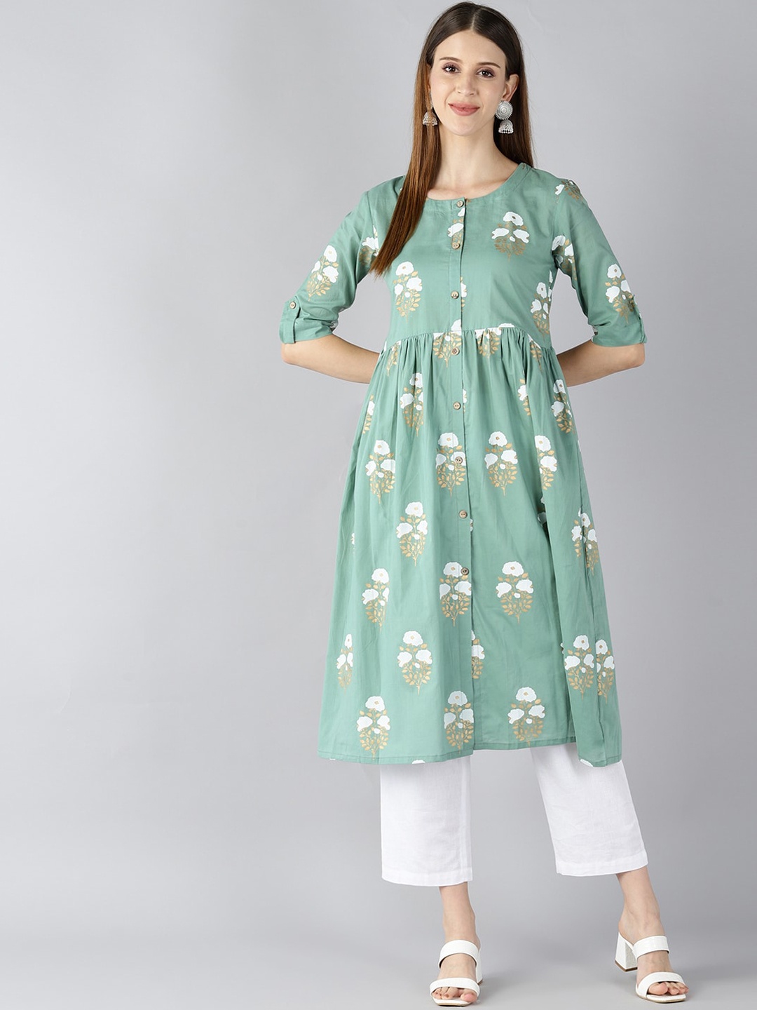 

AHIKA Women Green Printed Kurta