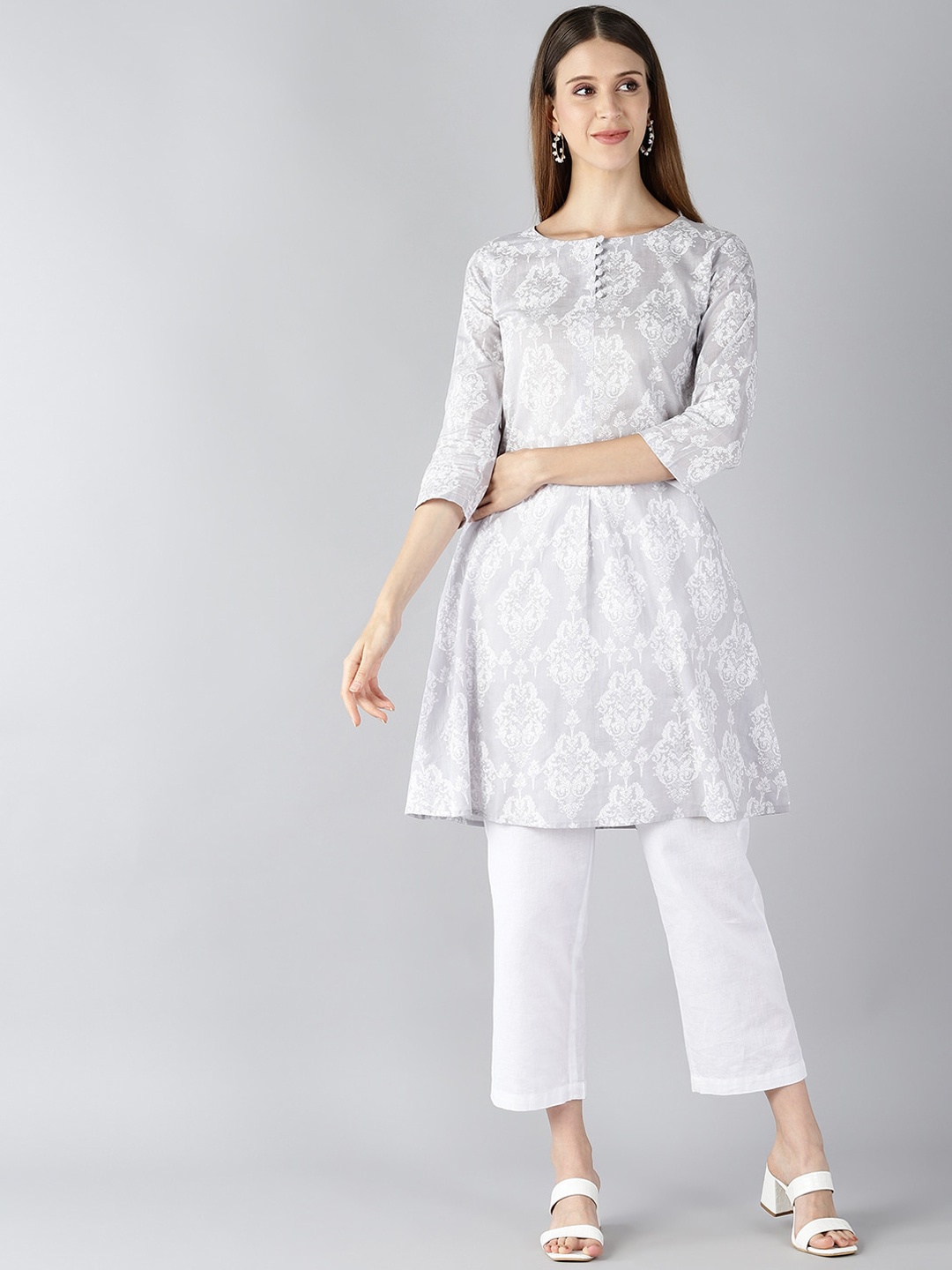 

AHIKA Women Grey Anarkali Kurta