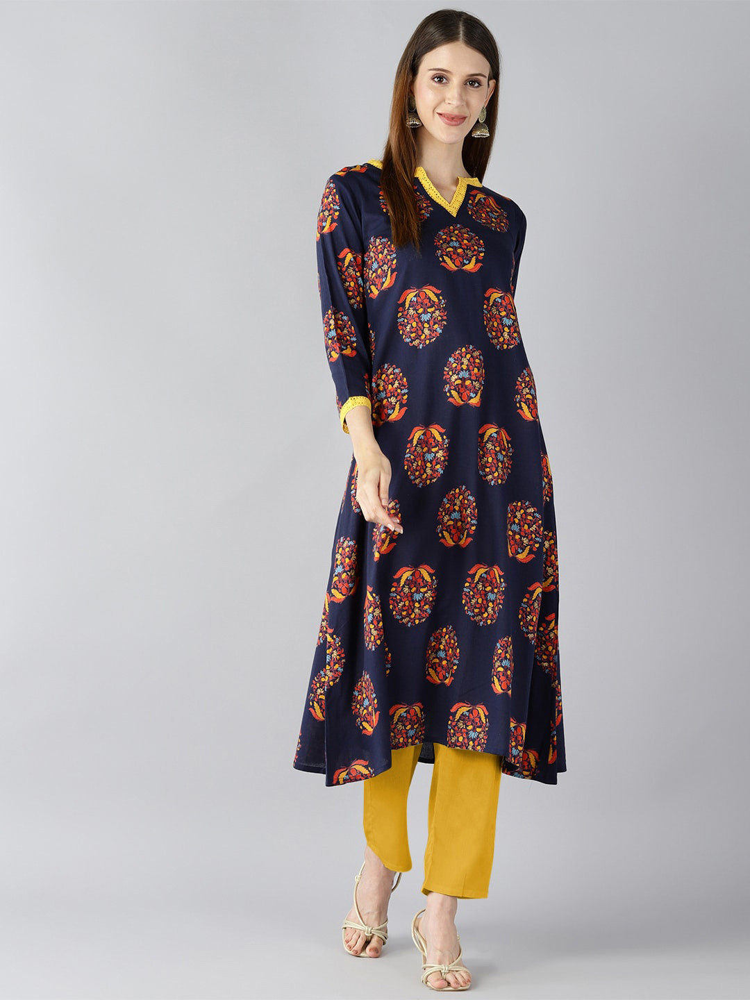 

AHIKA Women Navy Blue Kurta
