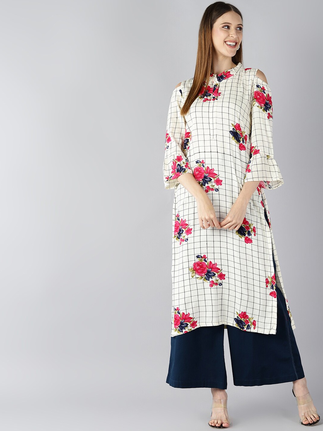 

AHIKA Women Off White Printed Flared Sleeves Kurta