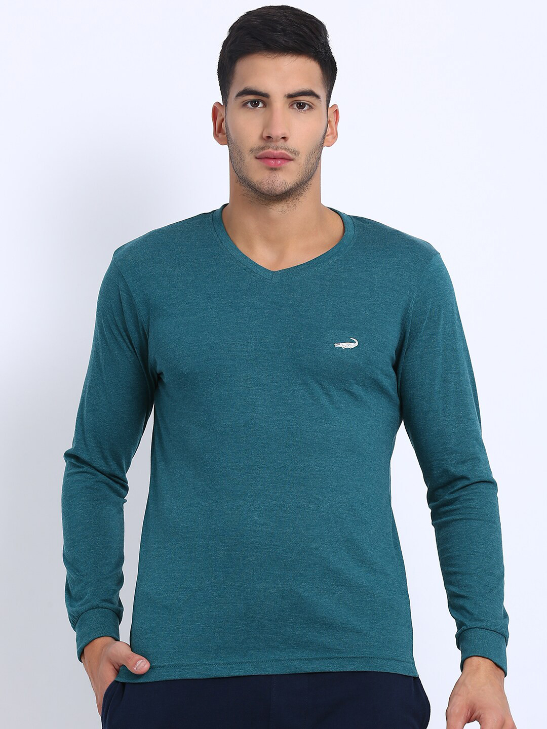 

Crocodile Men Green V-Neck T-shirt