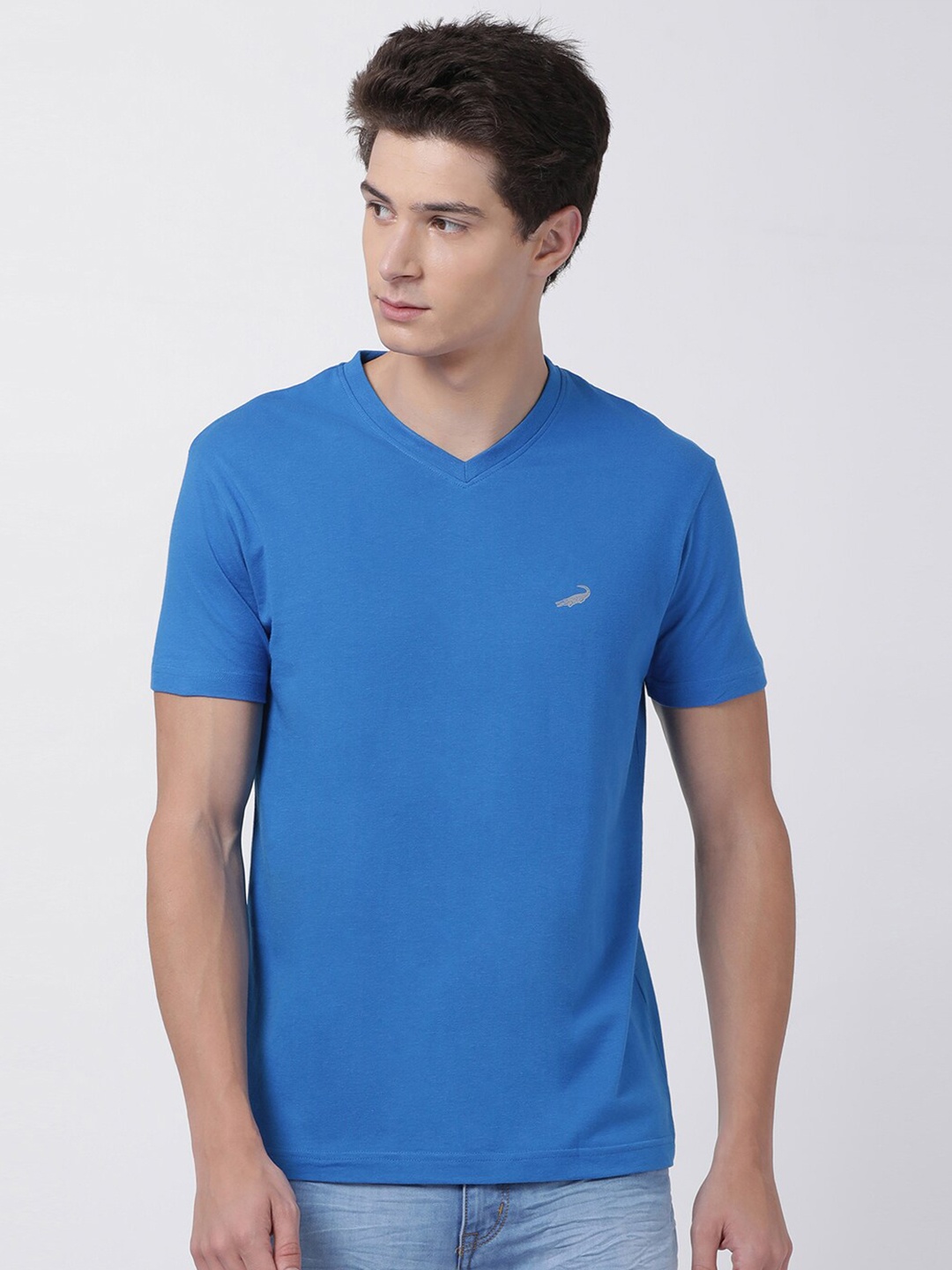 

Crocodile Men Blue V-Neck T-shirt