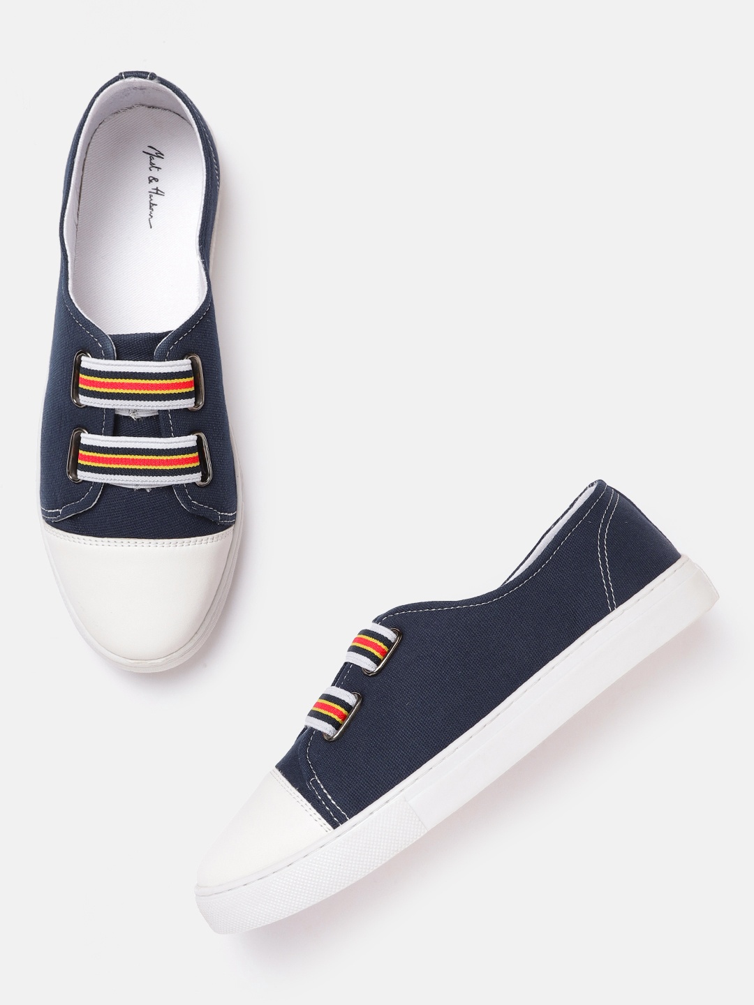 

Mast & Harbour Women Navy Blue Solid Slip-On Sneakers