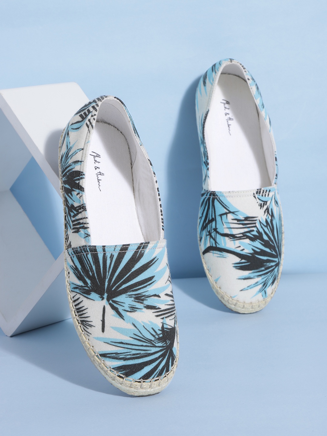 

Mast & Harbour Women Off White & Blue Printed Espadrilles