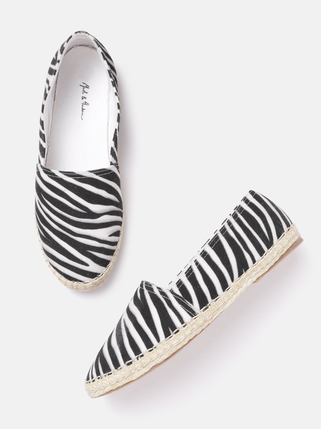 

Mast & Harbour Women White & Black Zebra Printed Espadrilles