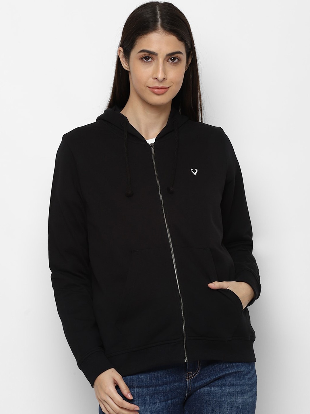 

Allen Solly Woman Women Black Hooded Sweatshirt