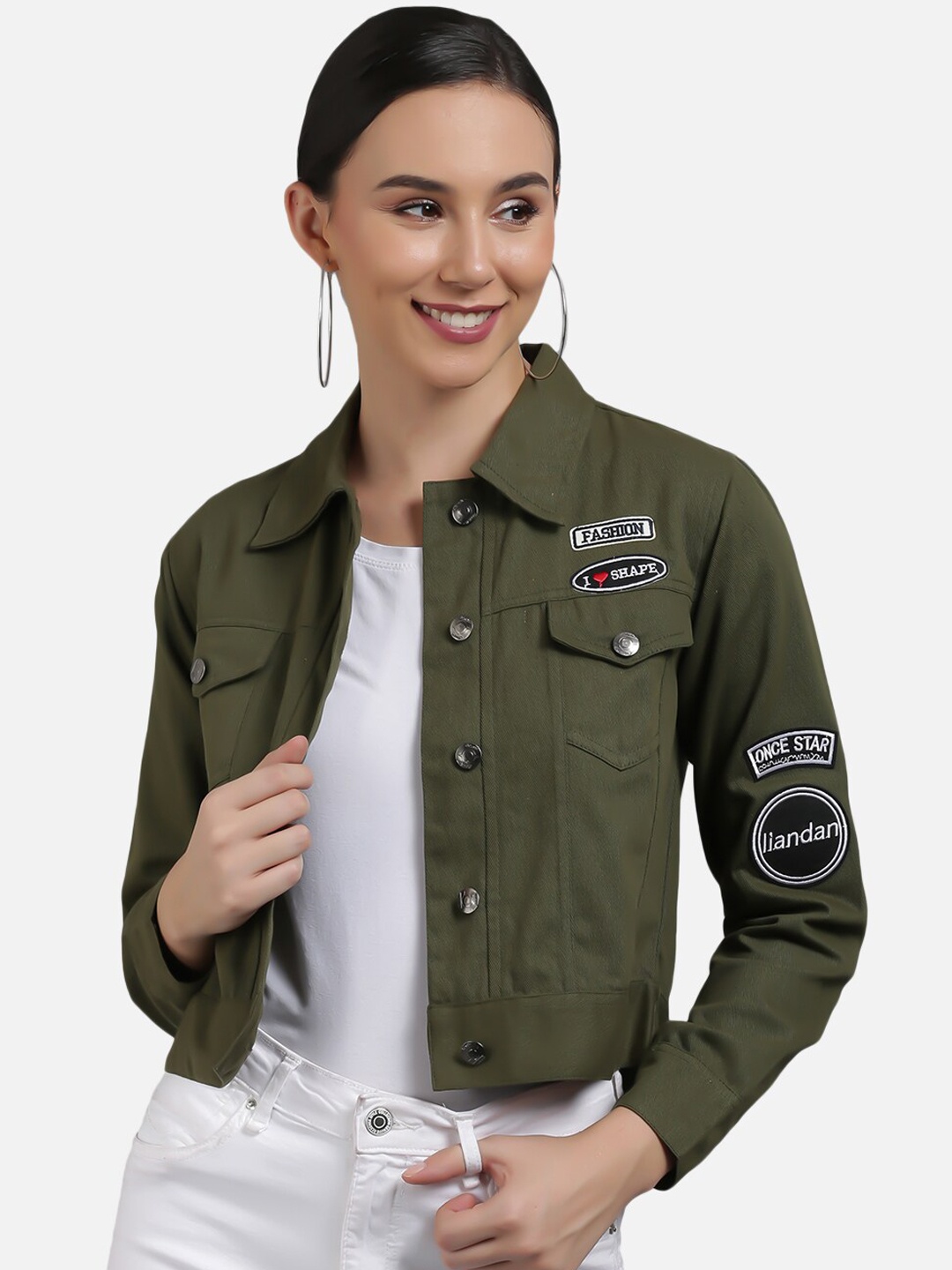 

FurryFlair Women Green Open Front Jacket
