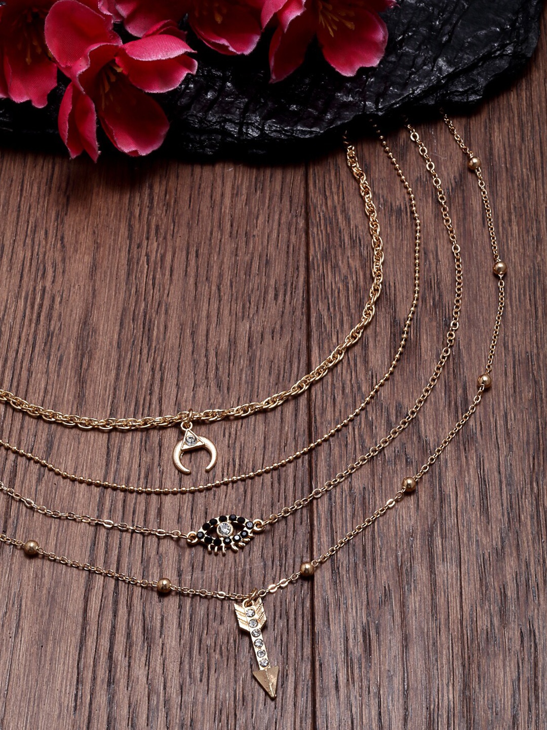

Ferosh Women Gold-Toned & Black Layered Necklace
