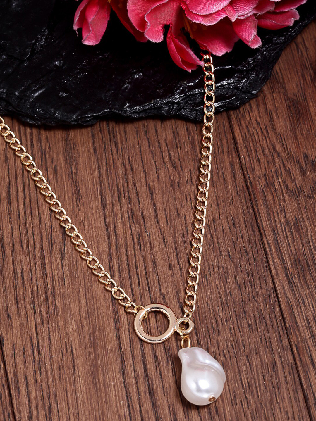 

Ferosh Women Gold-Toned Pearl Chain Necklace