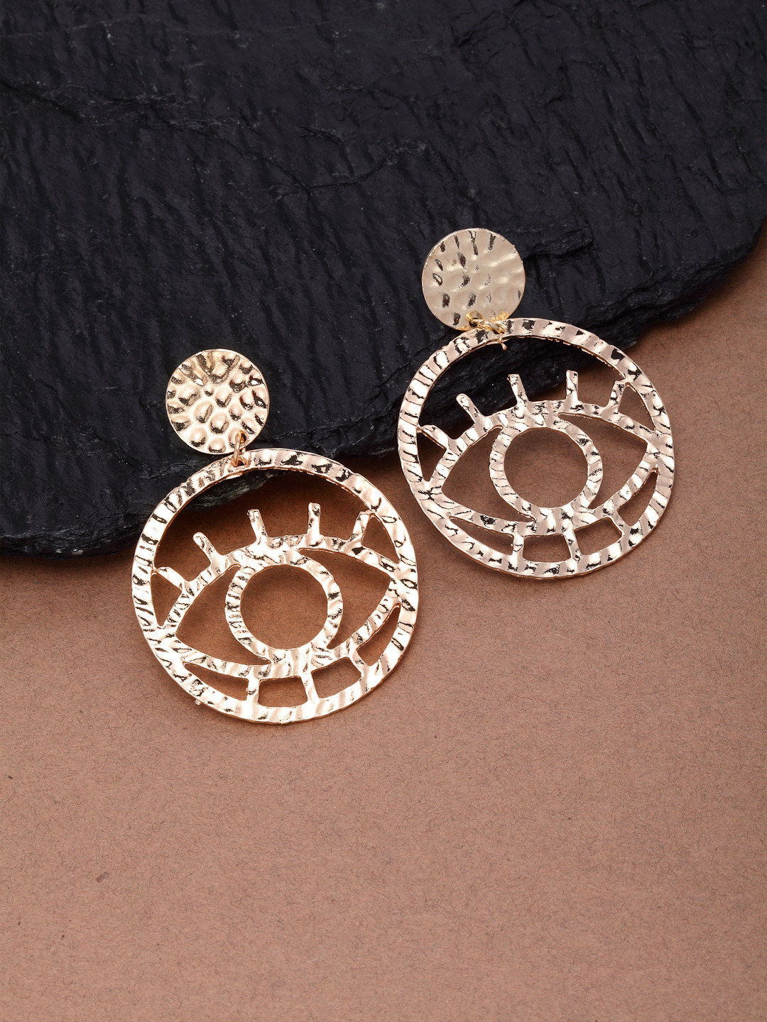

Ferosh Gold-Plated Gold-Toned Circular Drop Earrings