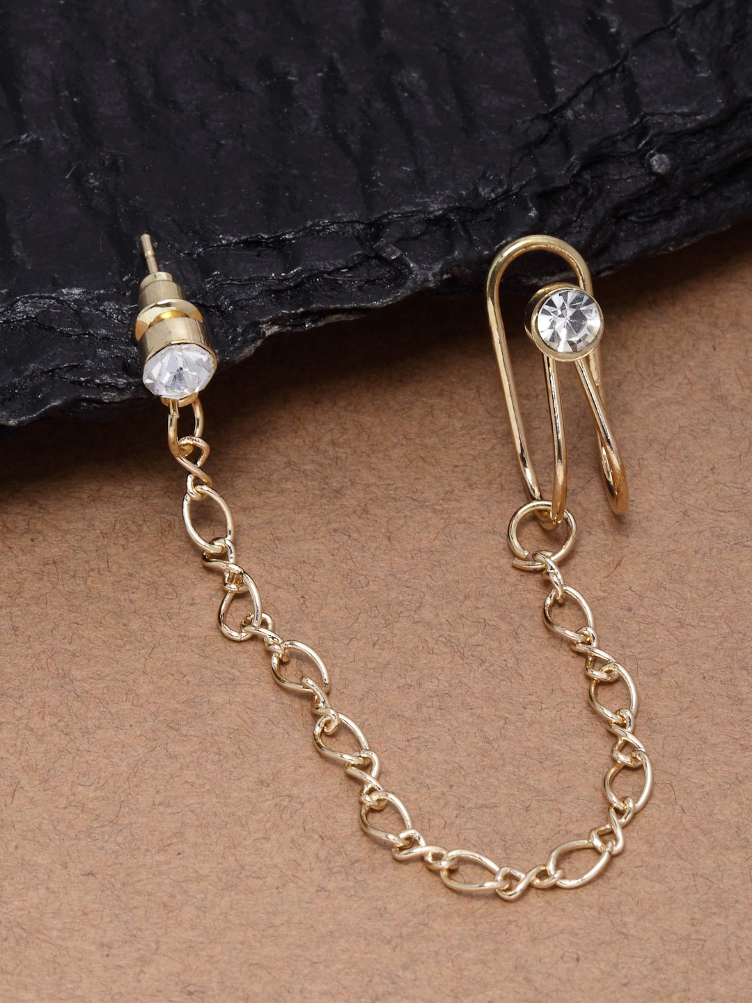 

Ferosh Gold-Toned & White Contemporary Ear Cuff Earrings