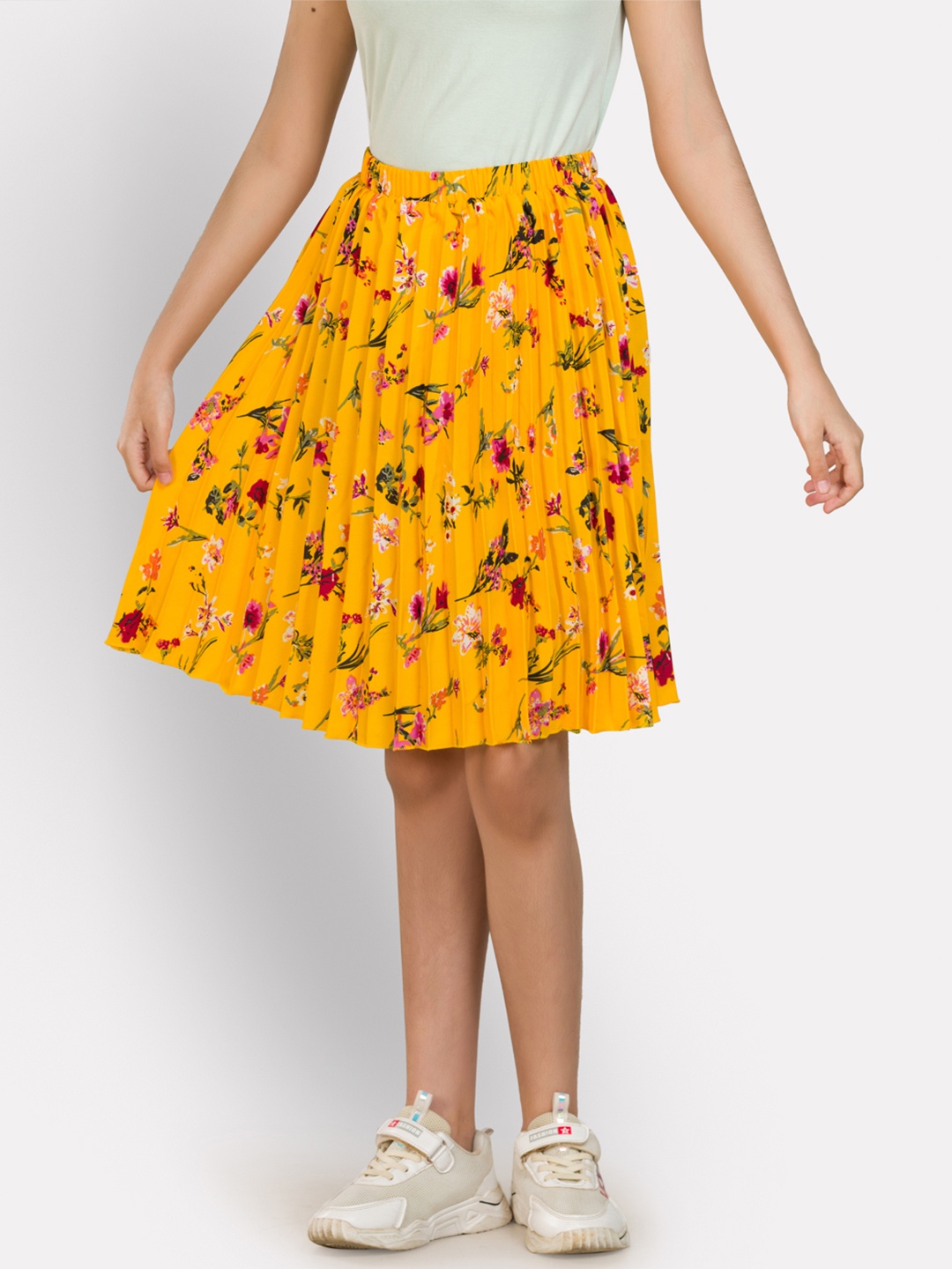 

Uptownie Lite Girls Accordion Pleated Knee Length Skirt, Yellow