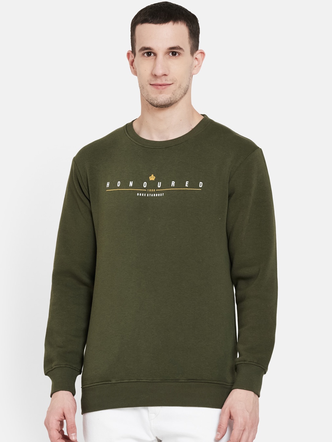 

Duke Men Green Printed Sweatshirt