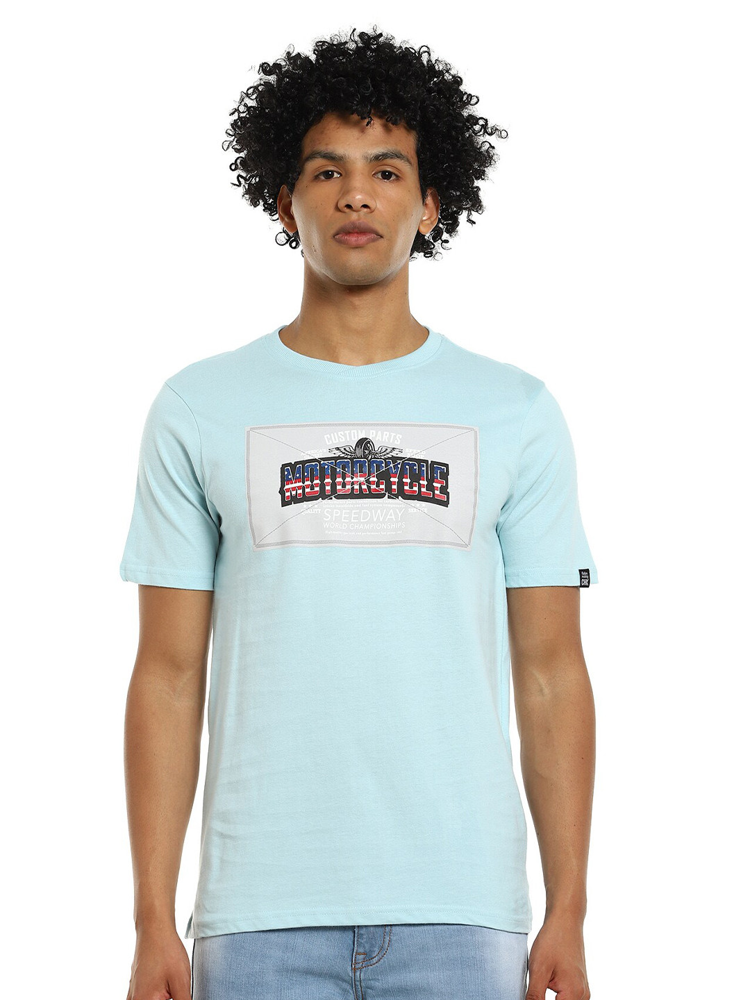

Cherokee Men Blue Graphic Printed Cotton T-shirt