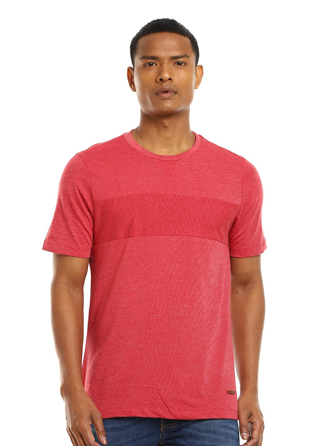 

Cherokee Men Peach Self-Design Cotton T-shirt