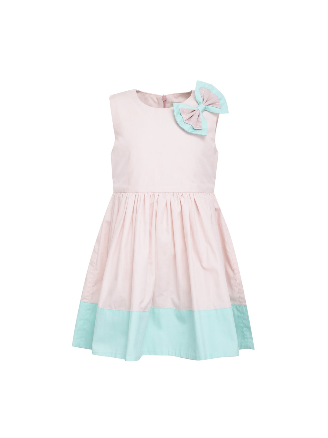 

A Little Fable Girls Pink & Blue Colourblocked Dress