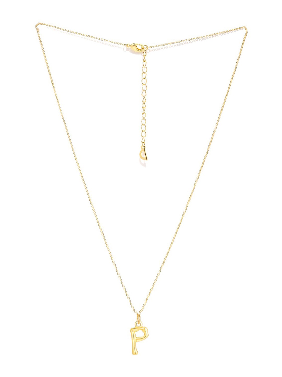 

Yellow Chimes Gold-Plated Initial Alphabet Letter P Pendant With Chain