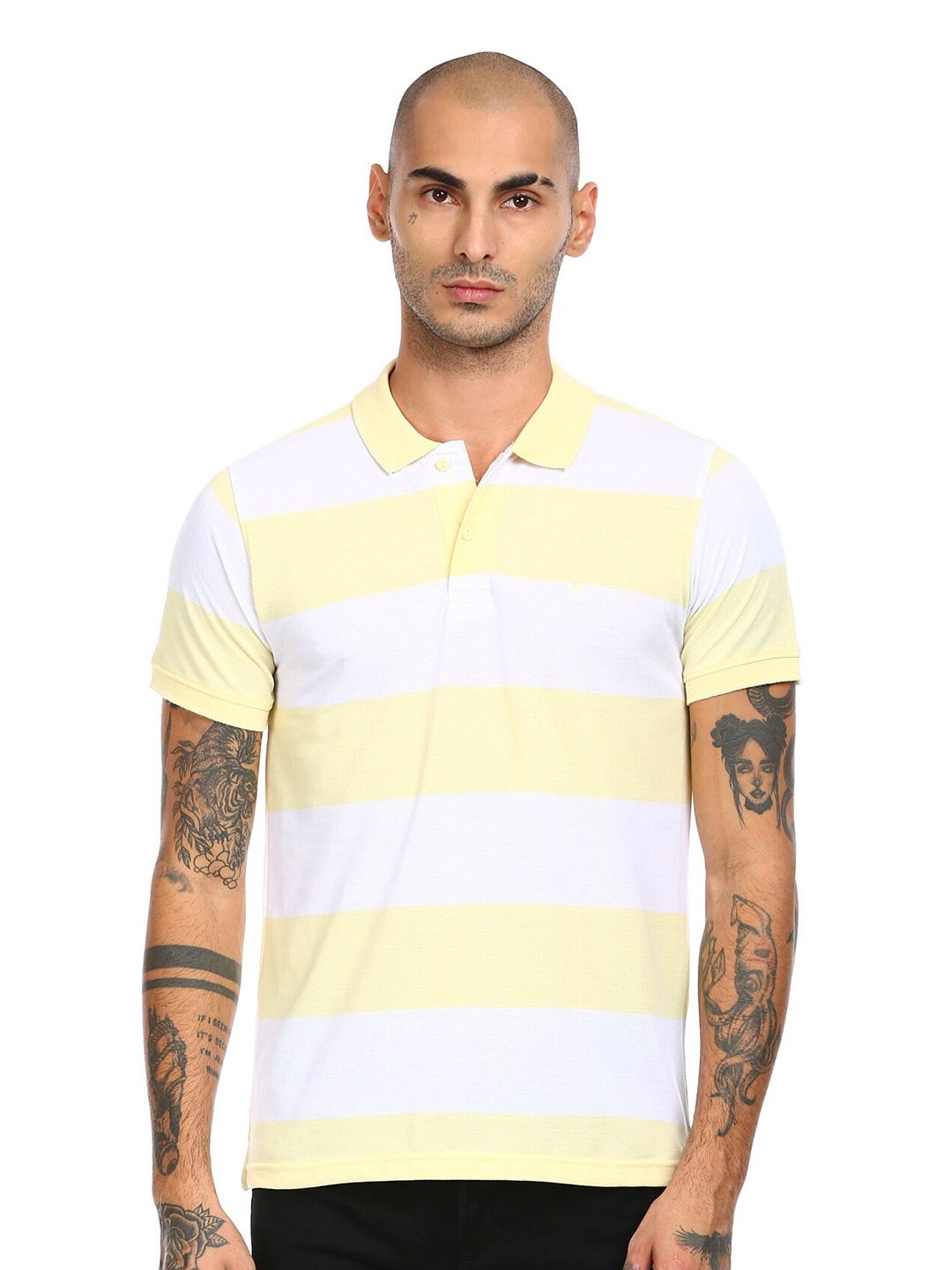 

Ruggers Men Yellow Striped T-shirt