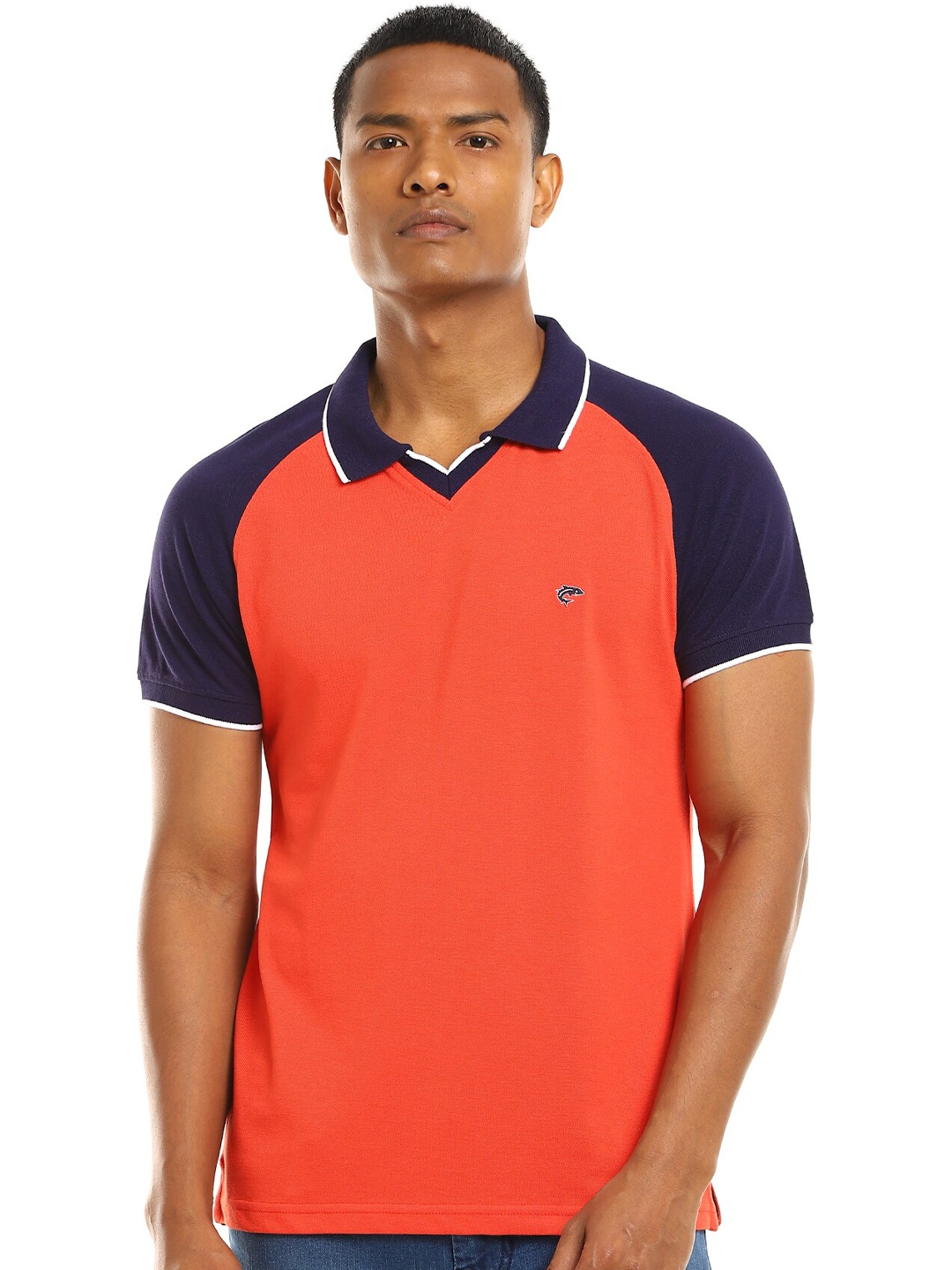 

Ruggers Men Red Colourblocked Polo Collar T-shirt