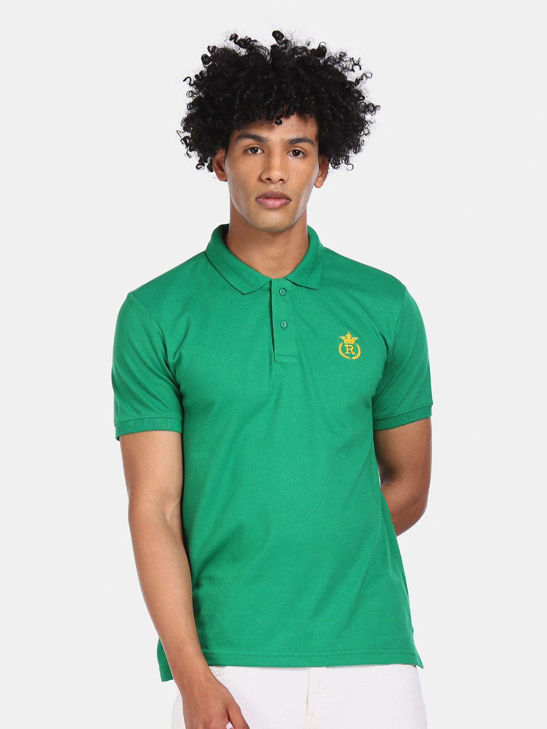 

Ruggers Men Green Polo Collar T-shirt