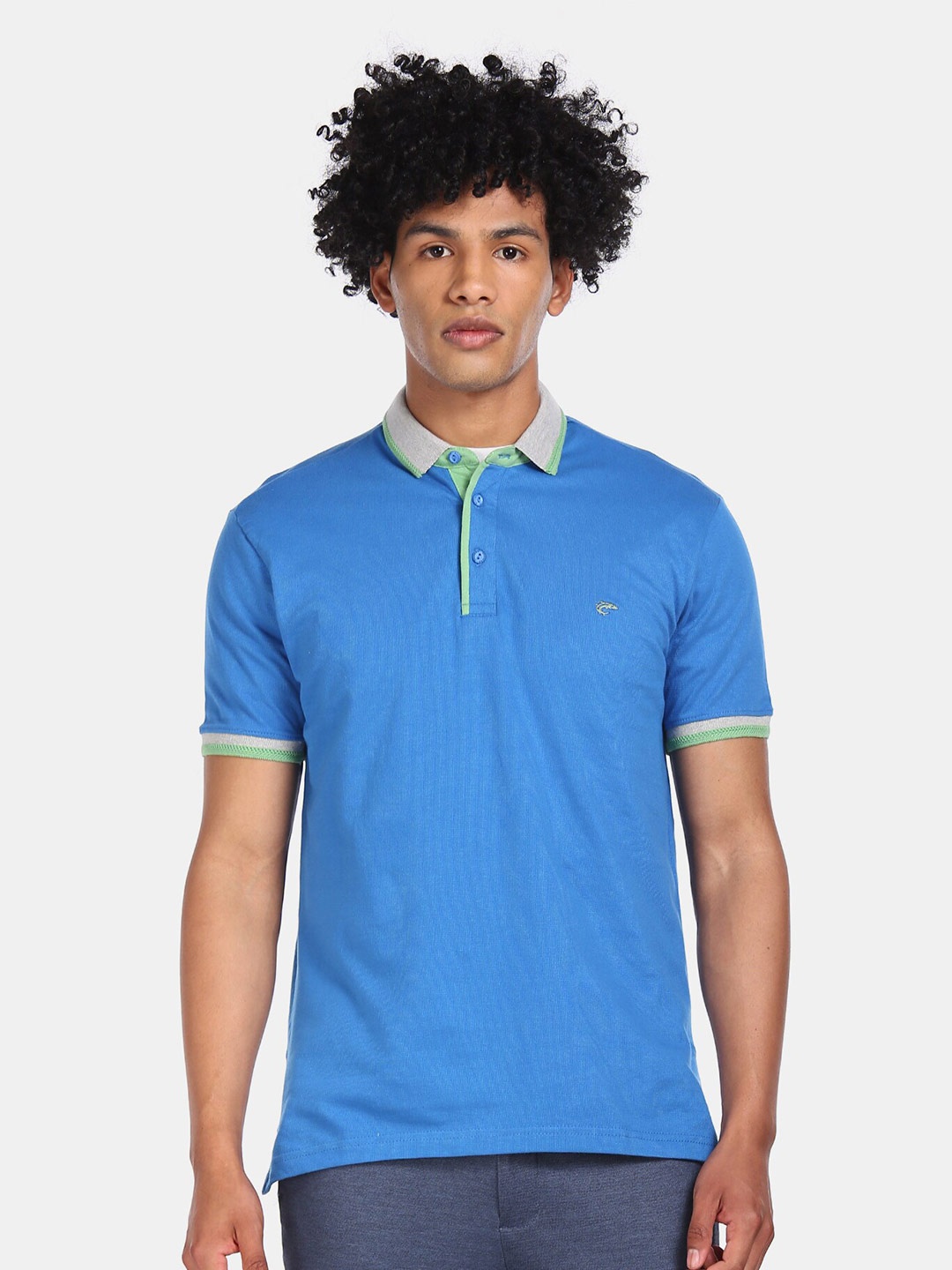 

Ruggers Men Blue Polo Collar T-shirt