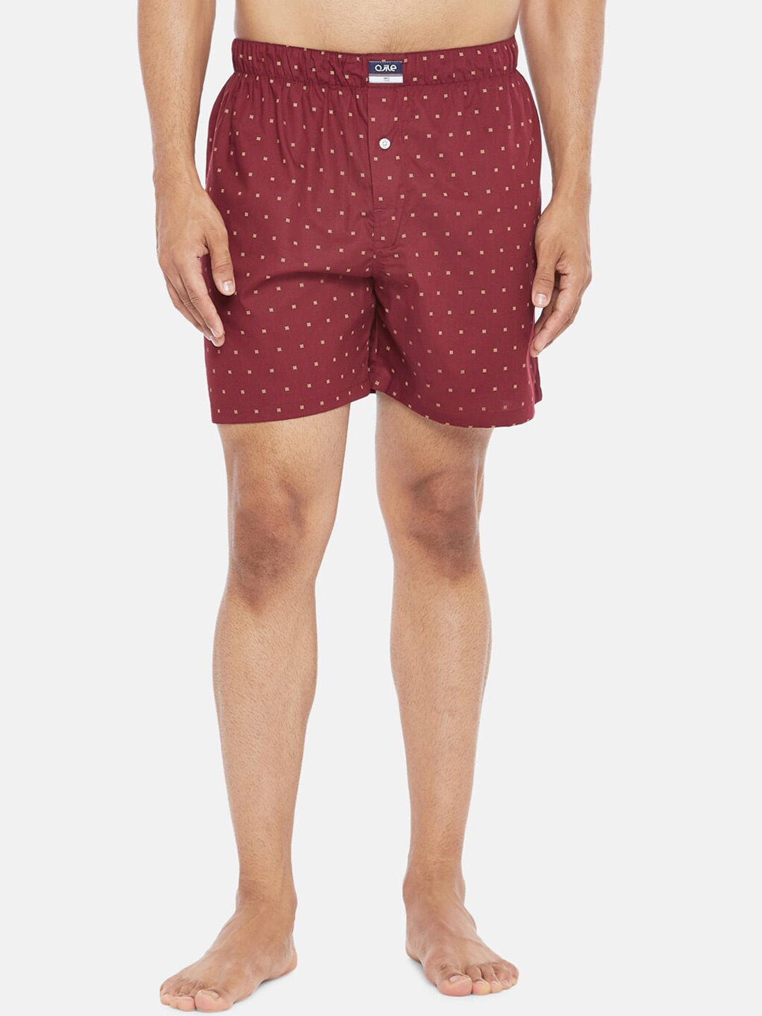 

Ajile by Pantaloons Men Maroon & Beige Printed Pure Cotton Boxers