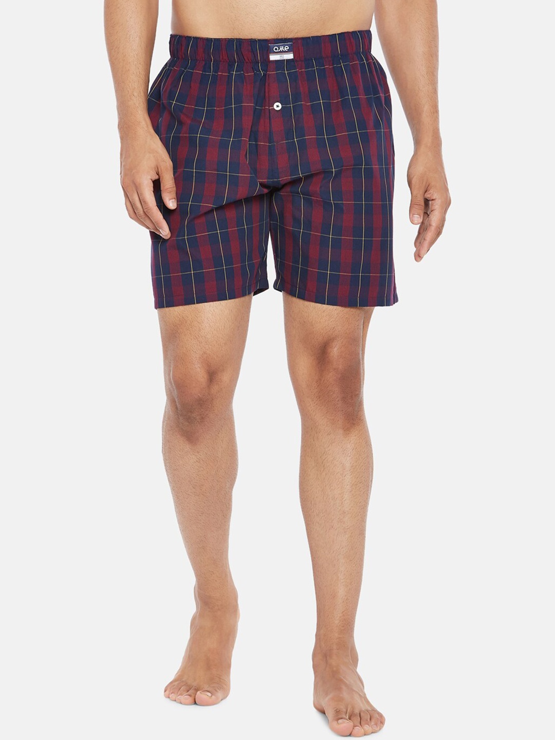 

Ajile by Pantaloons Men Navy Blue & Red Checked Pure Cotton Boxers