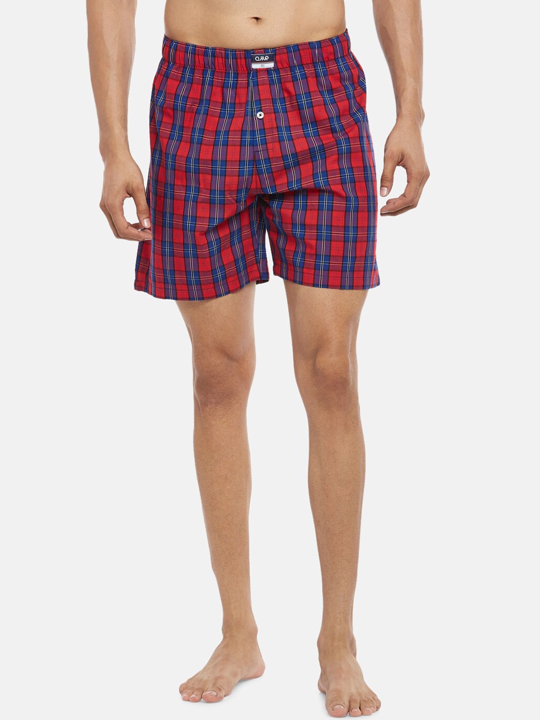 

Ajile by Pantaloons Men Red & Blue Checked Pure Cotton Boxers