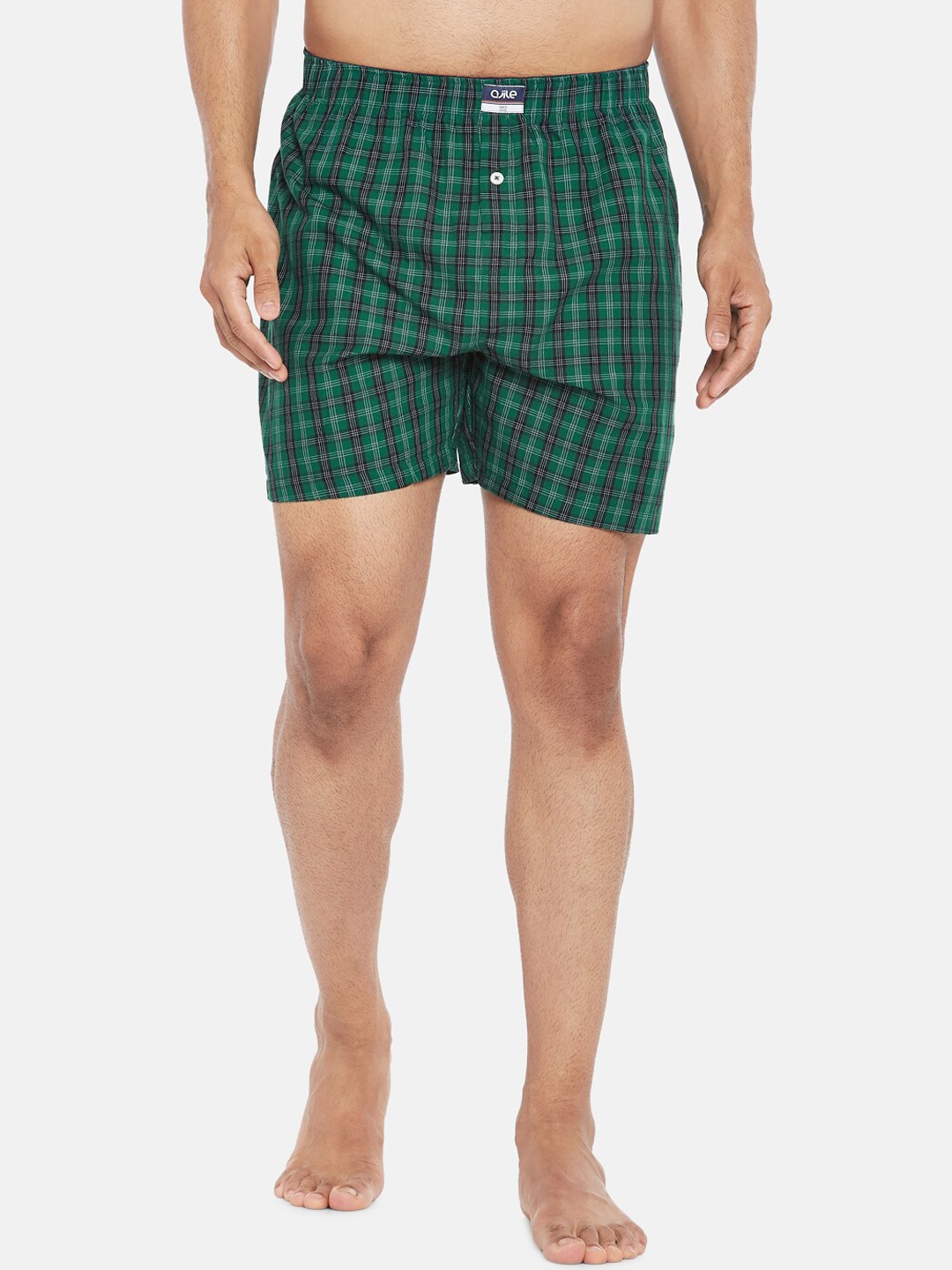 

Ajile by Pantaloons Men Green & Black Checked Pure Cotton Boxers