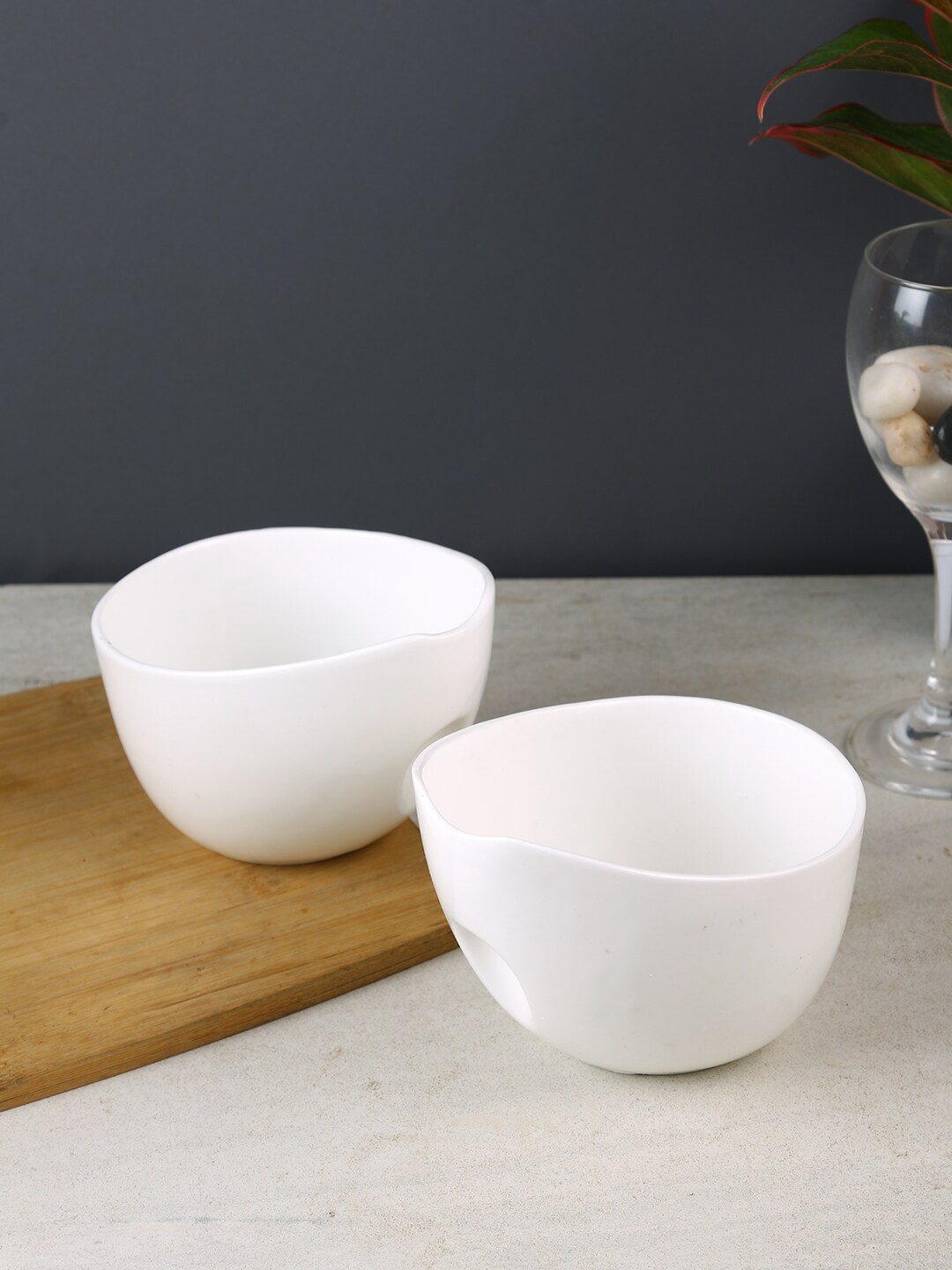 

Aapno Rajasthan Set of 2 White Profound Noodle/Cereal Bowls