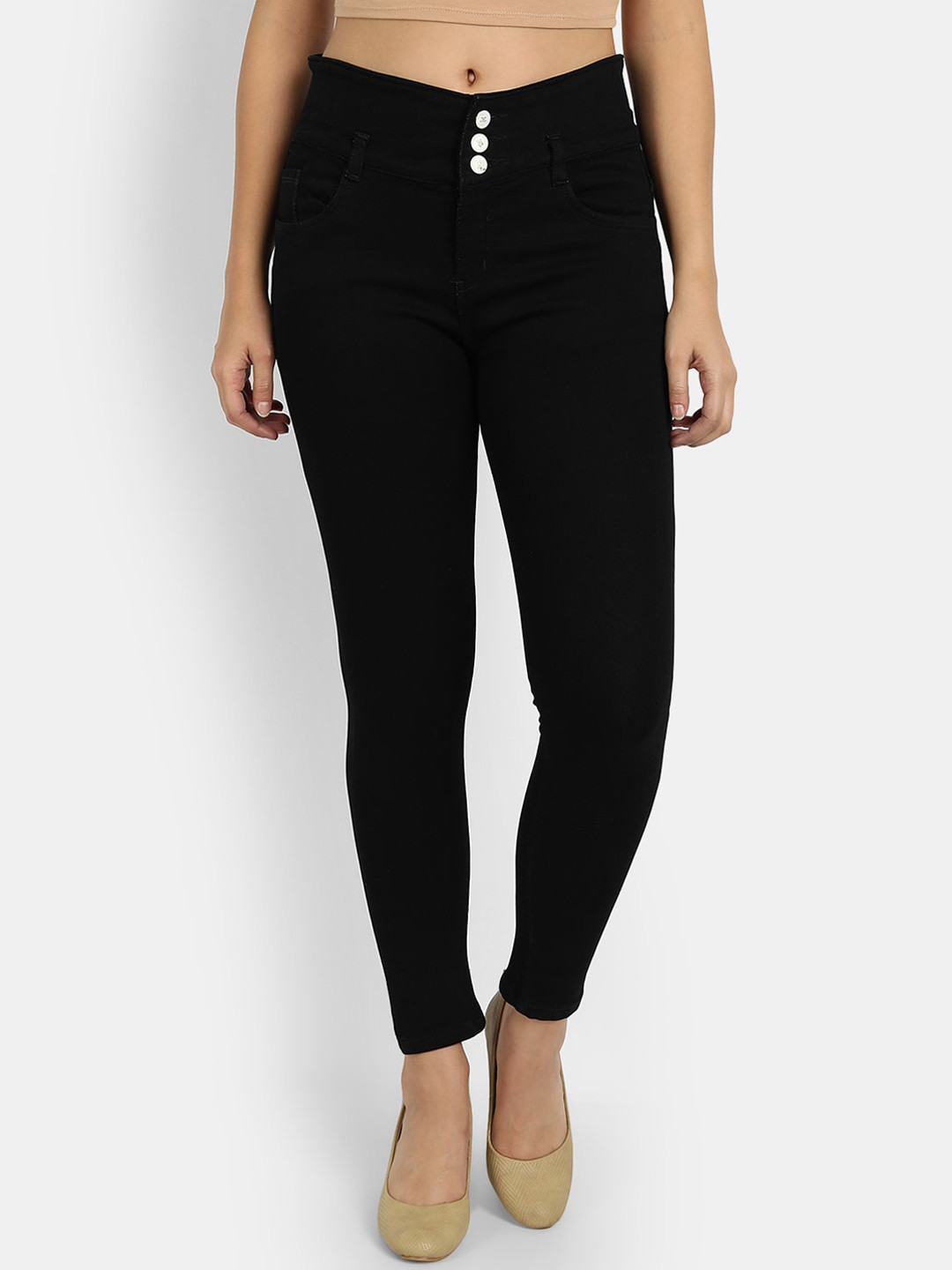 

BROADSTAR Women Black Skinny Fit High-Rise Jeans