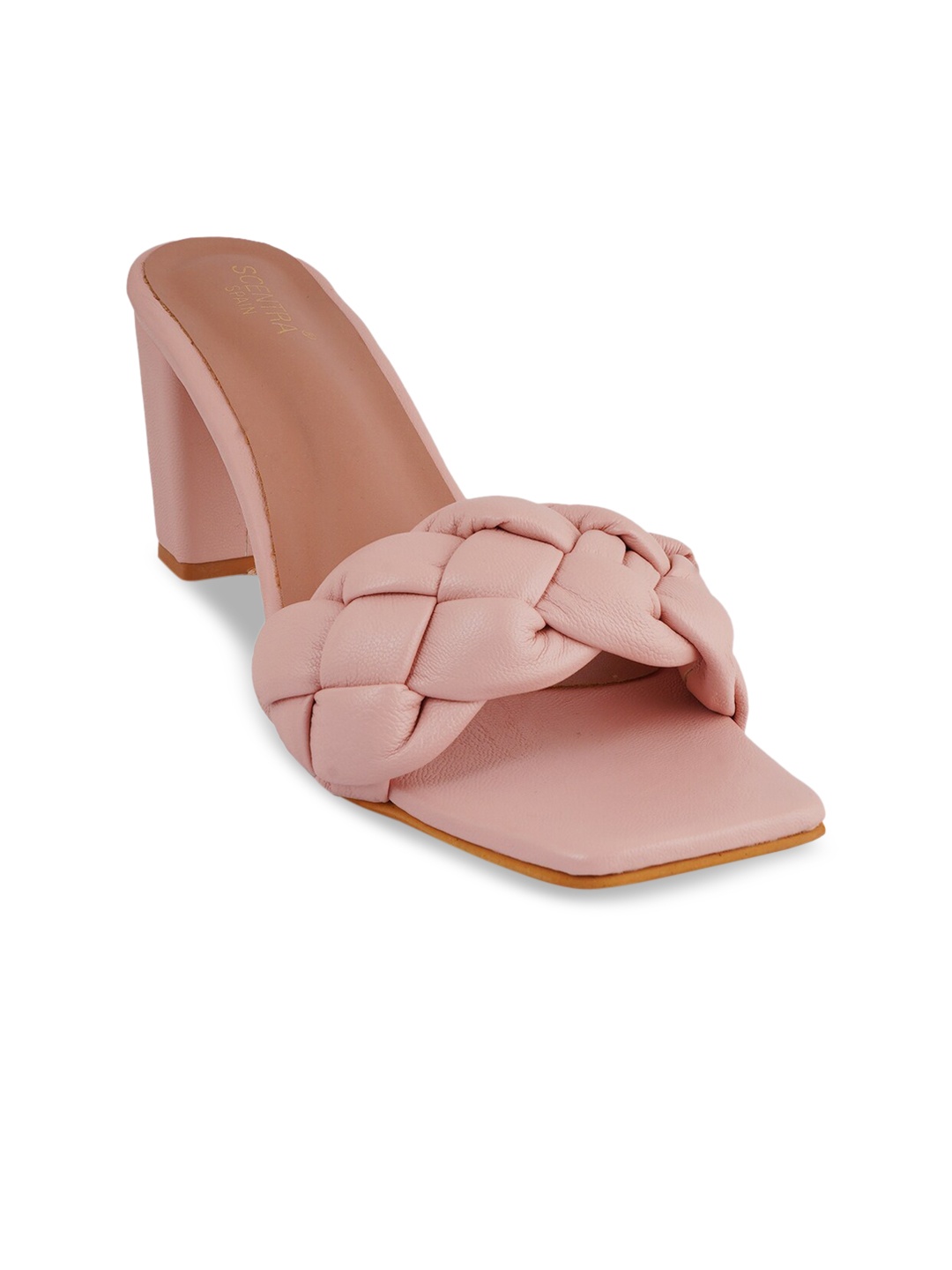 

SCENTRA Pink Open Toe Block Pumps