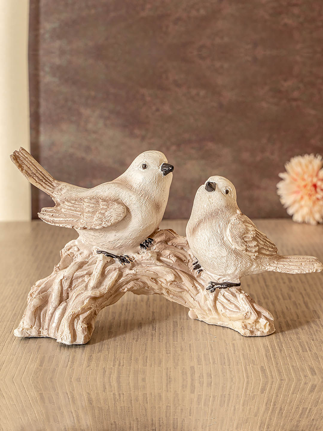 

TIED RIBBONS Beige Bird On Tree Home & Garden Accessory Showpiece
