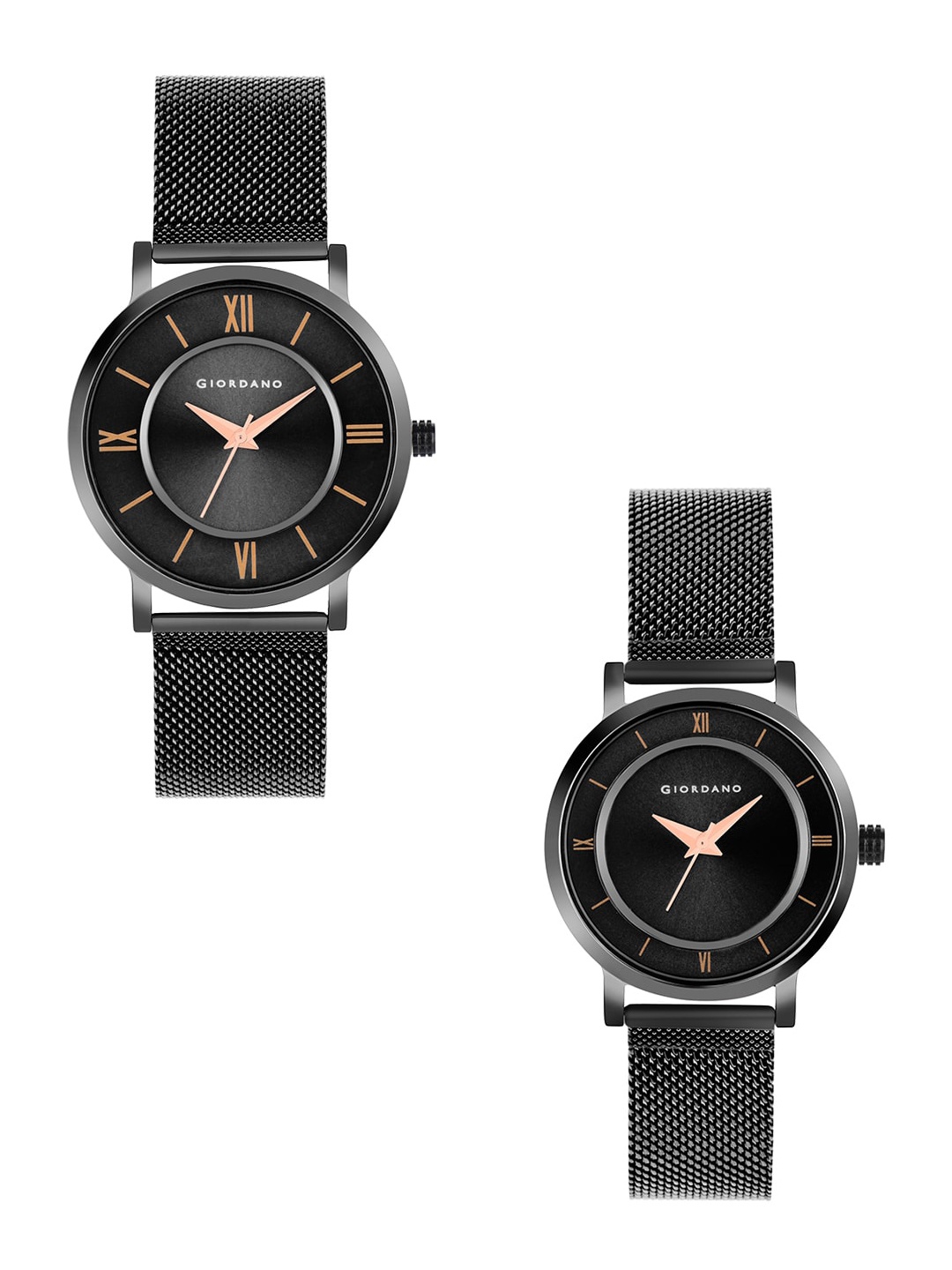 

GIORDANO Unisex Gunmetal-Toned Dial & Grey Straps Analogue Couple Watch GD-1172-SETA