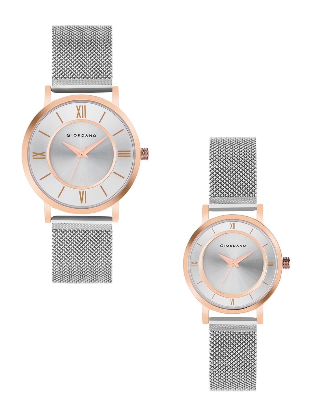 

GIORDANO Pack-2 Silver-Toned Dial Bracelet Style Straps Analogue Watch Gift Set GD-1172-SETA-77