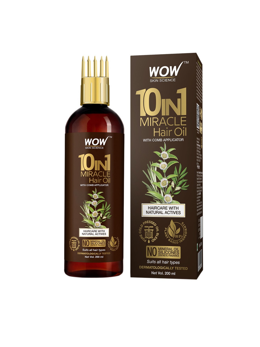 

WOW SKIN SCIENCE 10 in 1 Miracle Hair Oil with Comb Applicator - 200 ml, Brown