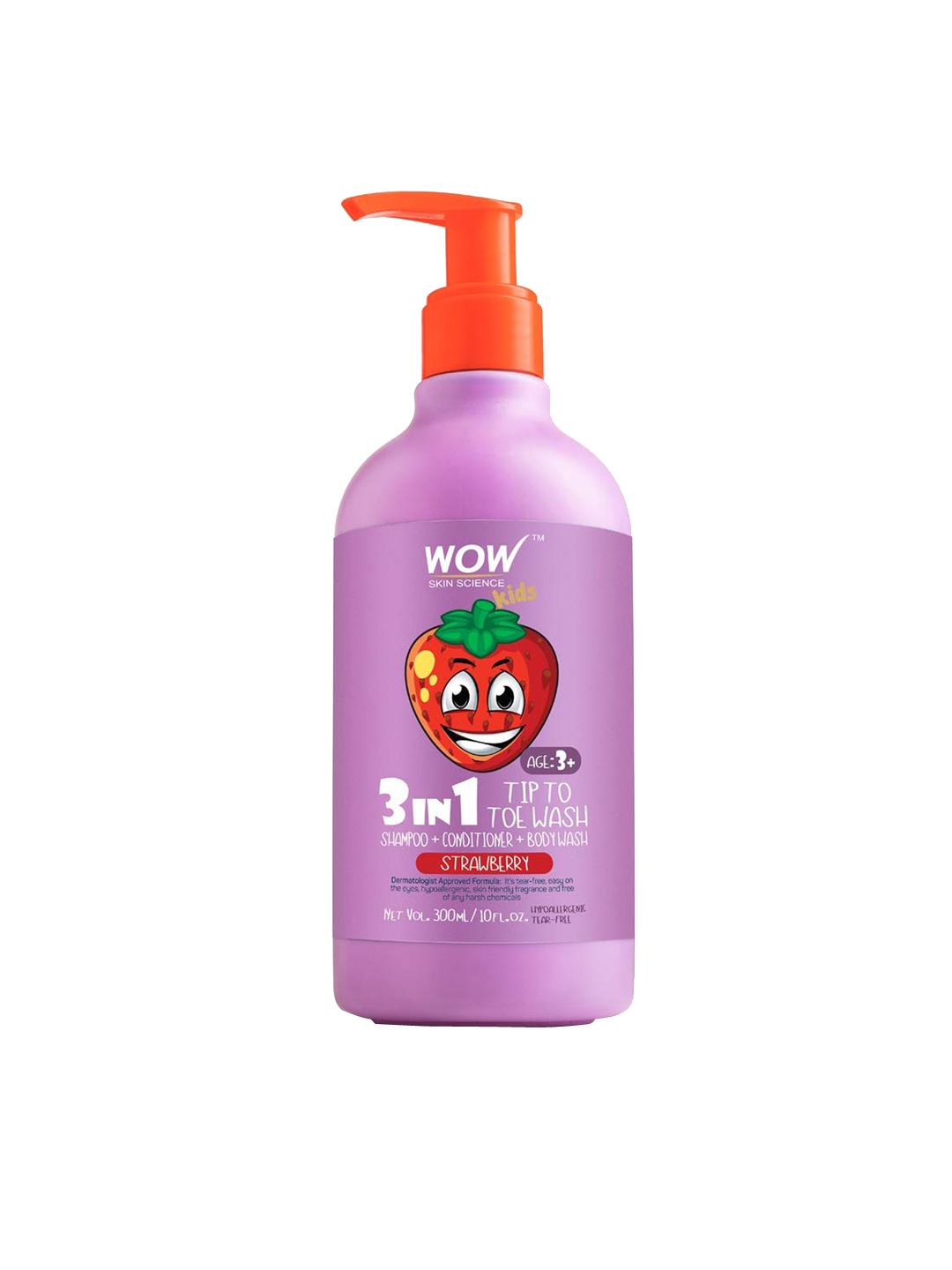 

WOW SKIN SCIENCE Brown 3 in 1 Tip to Toe Wash - Strawberry 300 ML, Transparent