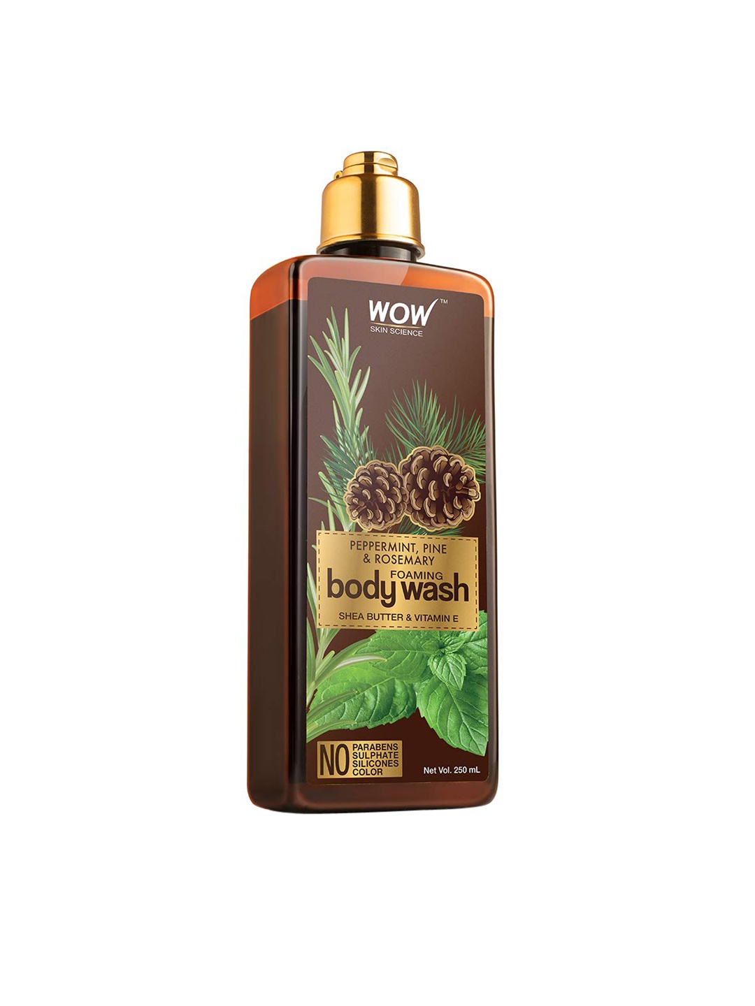 

WOW SKIN SCIENCE Brown Peppermint, Pine & Rosemary Foaming Body Wash 250 ML, Transparent