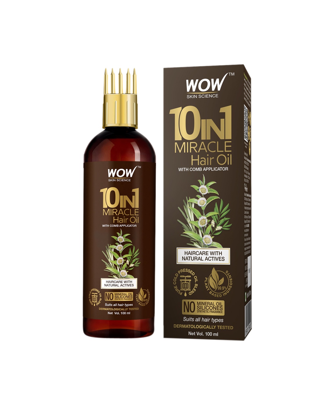 

WOW SKIN SCIENCE 10 in 1 Miracle Hair Oil with Comb Applicator - 100 ml, Brown