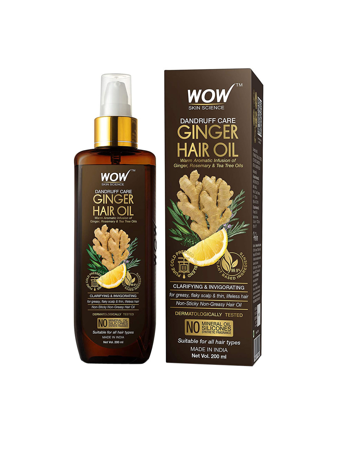 

WOW SKIN SCIENCE Dandruff Care Ginger Hair Oil with Comb Applicator - 200ml, Brown