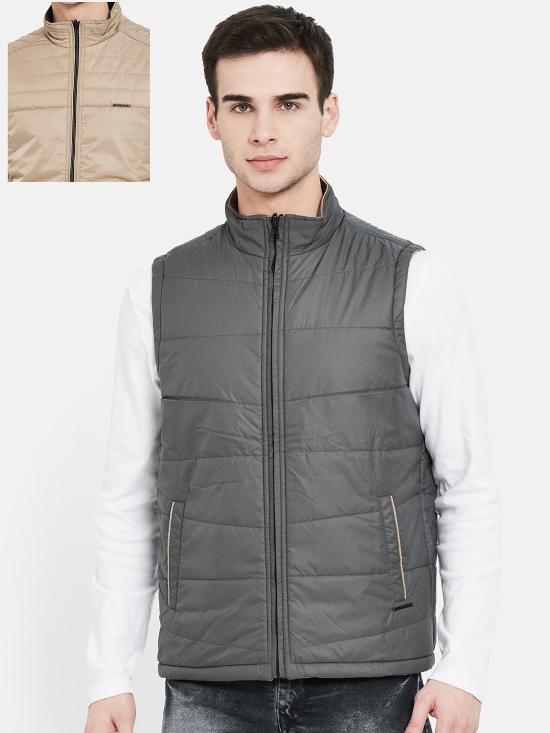 

Duke Men Brown Reversible Padded Jacket