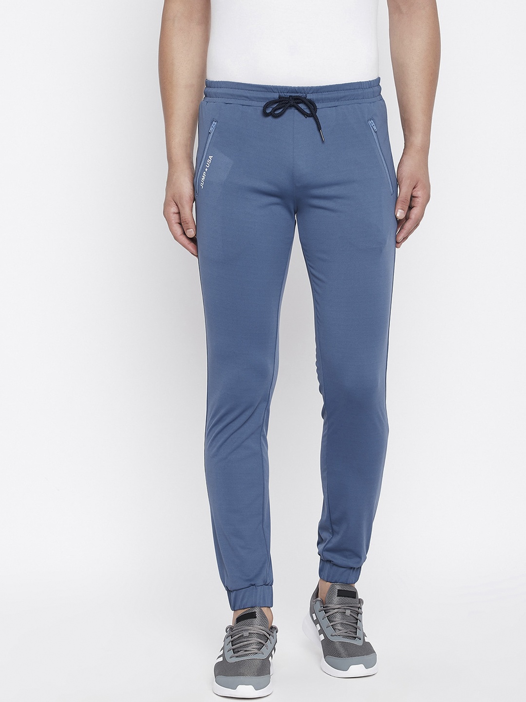 

JUMP USA Men Blue Solid Slim-Fit Cotton Joggers