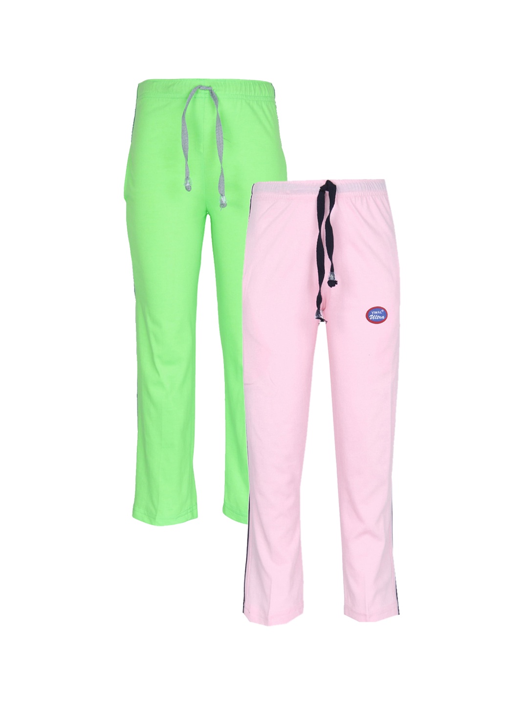 

VIMAL JONNEY Unisex Kids Pack of 2 Green & Pink Track Pants