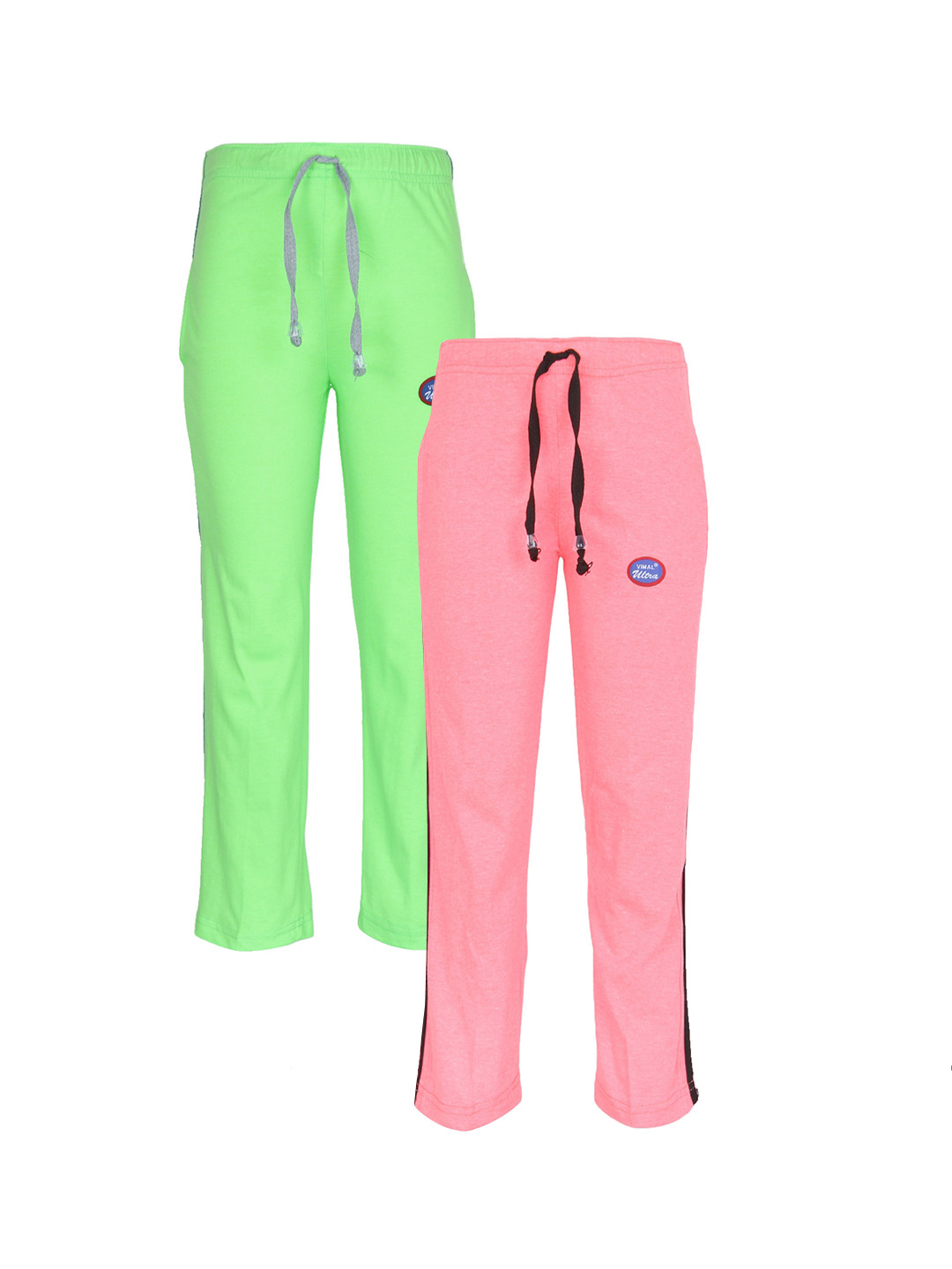 

VIMAL JONNEY Kids Pack Of 2 Green & Pink Solid Trackpants