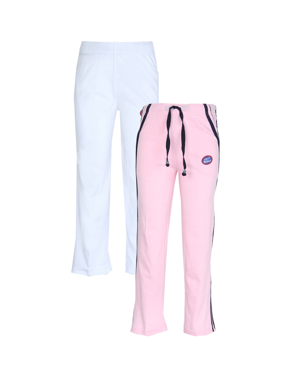 

VIMAL JONNEY Kids Pack Of 2 Pink & White Solid Track Pants