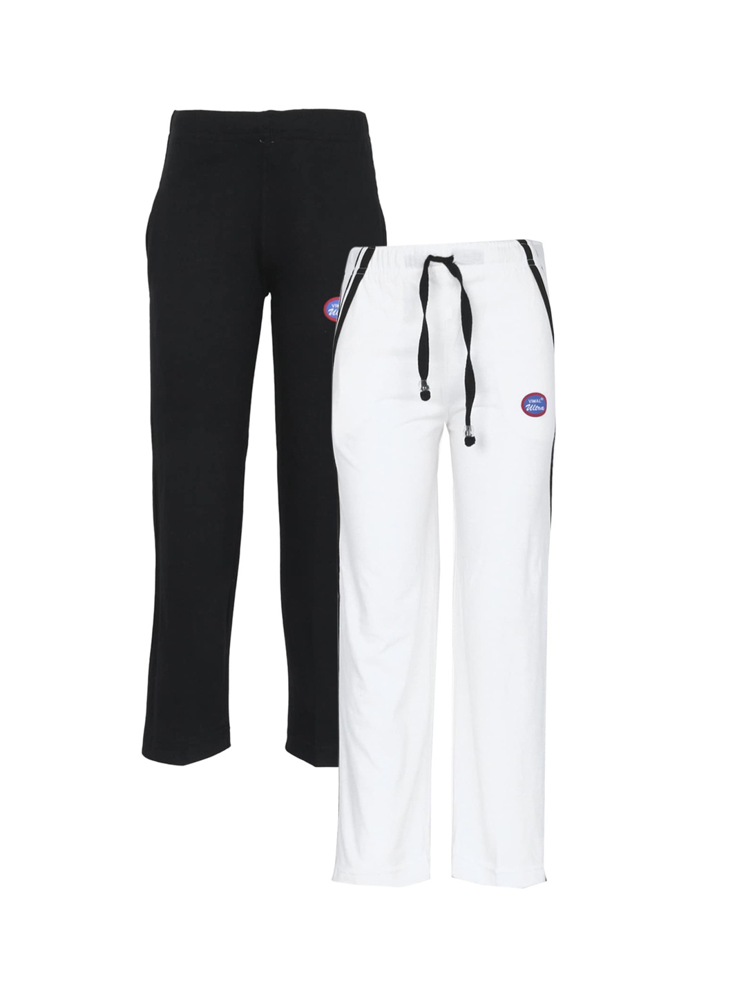 

VIMAL JONNEY Kids Pack of 2 Solid Regular Fit Trackpants, Black